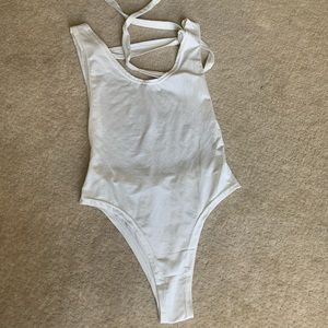 White backless swimsuit